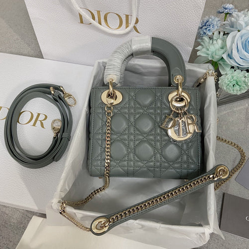 DIOR mini lady 17 rock gray lambskin