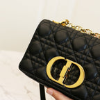 DIOR CARO MINI BAG 20 IN BLACK CALFSKIN