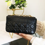 DIOR CARO MINI BAG 20 IN BLACK CALFSKIN