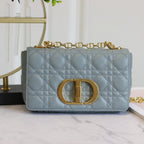 DIOR CARO MINI BAG 20 IN LIGHT BLUE CALFSKIN