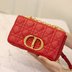 DIOR CARO MINI BAG 20 IN CANDY RED CALFSKIN
