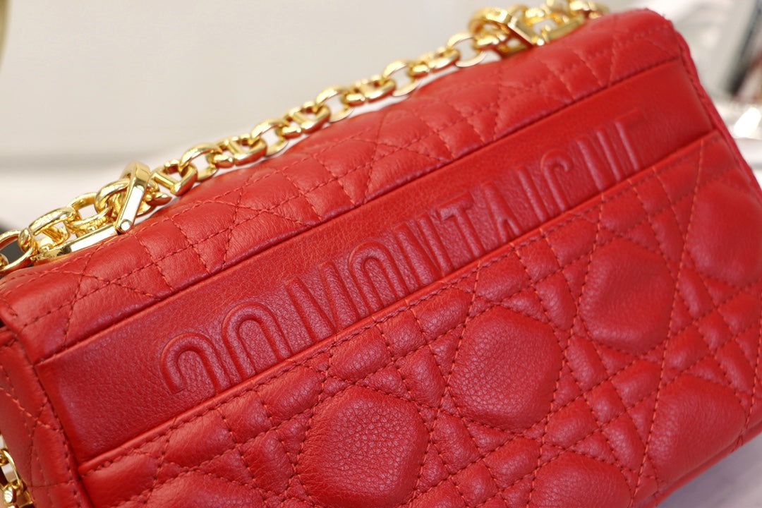 DIOR CARO MINI BAG 20 IN CANDY RED CALFSKIN