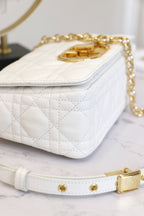 DIOR CARO MINI BAG 20 IN WHITE CALFSKIN