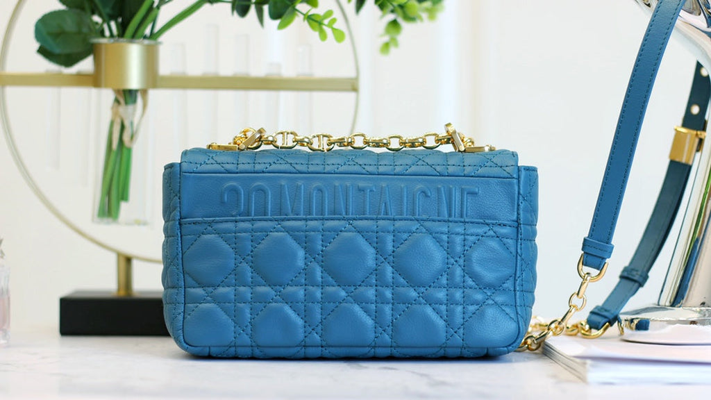 DIOR CARO MINI BAG 20 IN COBALT BLUE CALFSKIN