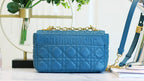 DIOR CARO MINI BAG 20 IN COBALT BLUE CALFSKIN