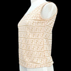 FENDI Zucca Pattern Sleeveless Tops Beige Pink