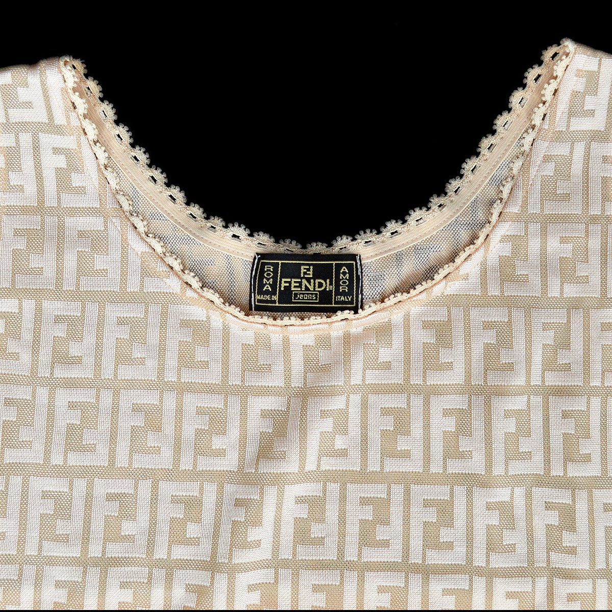 FENDI Zucca Pattern Sleeveless Tops Beige Pink