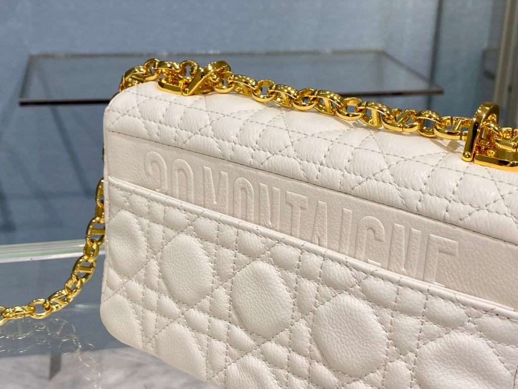 DIOR SMALL CARO BAG 20 WHITE CALFSKIN