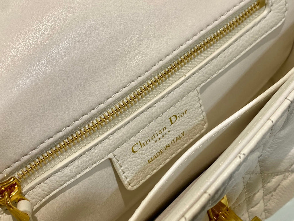 DIOR SMALL CARO BAG 20 WHITE CALFSKIN