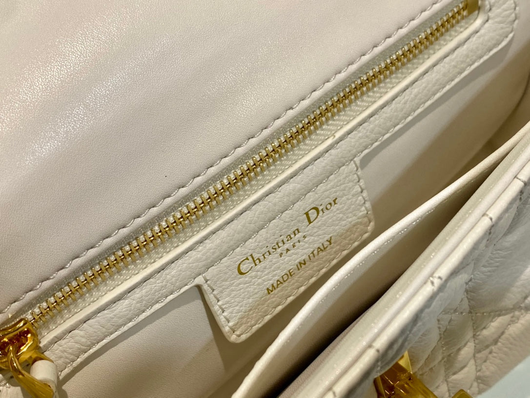 DIOR SMALL CARO BAG 20 WHITE CALFSKIN
