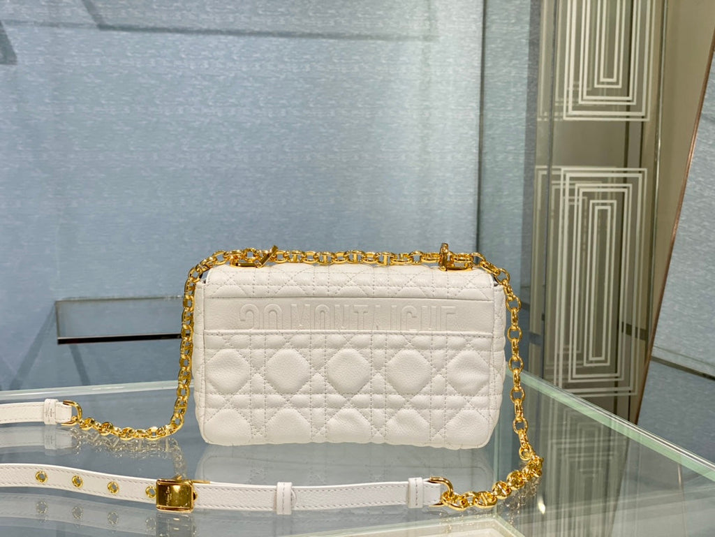 DIOR SMALL CARO BAG 20 WHITE CALFSKIN