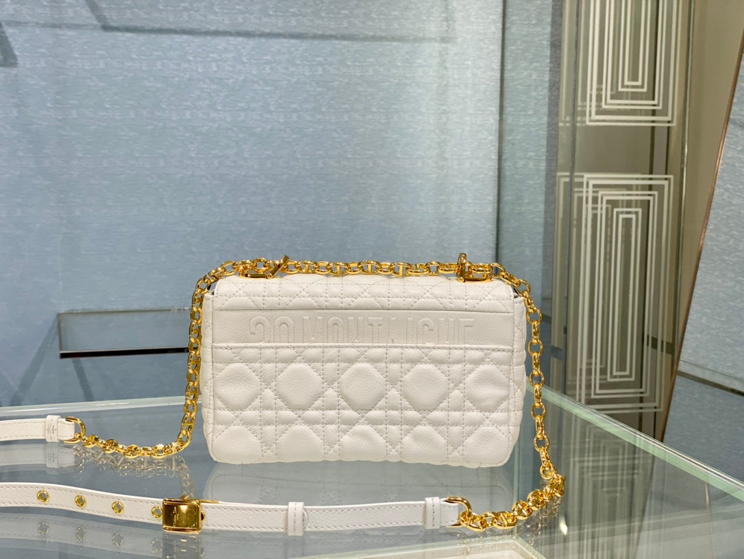 DIOR SMALL CARO BAG 20 WHITE CALFSKIN