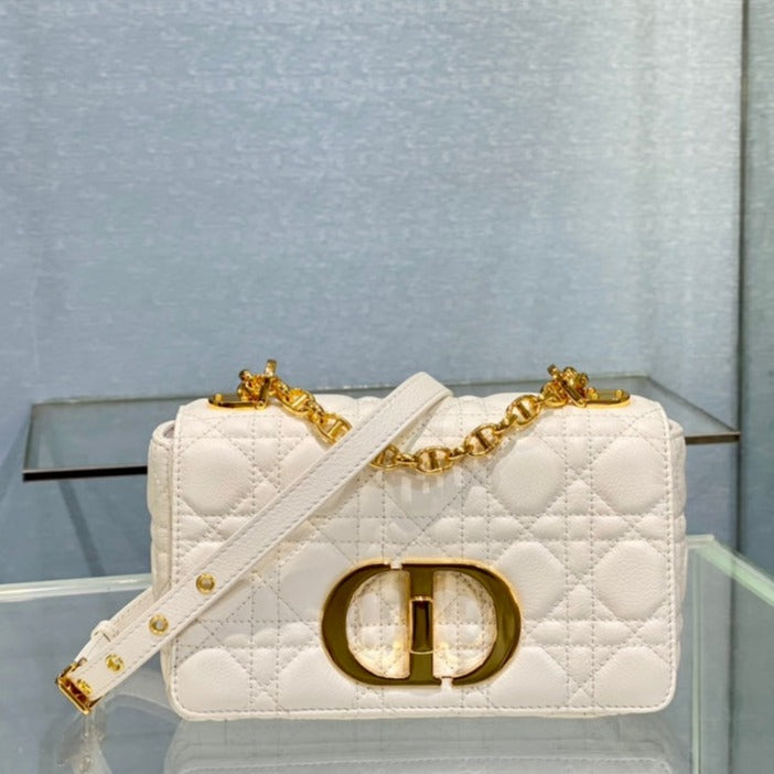 DIOR SMALL CARO BAG 20 WHITE CALFSKIN