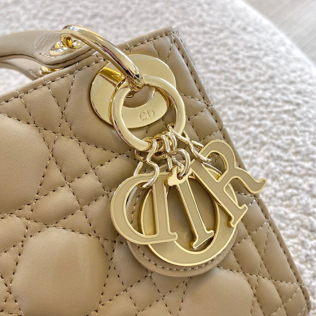 DIOR mini lady 17 mellow yellow lambskin
