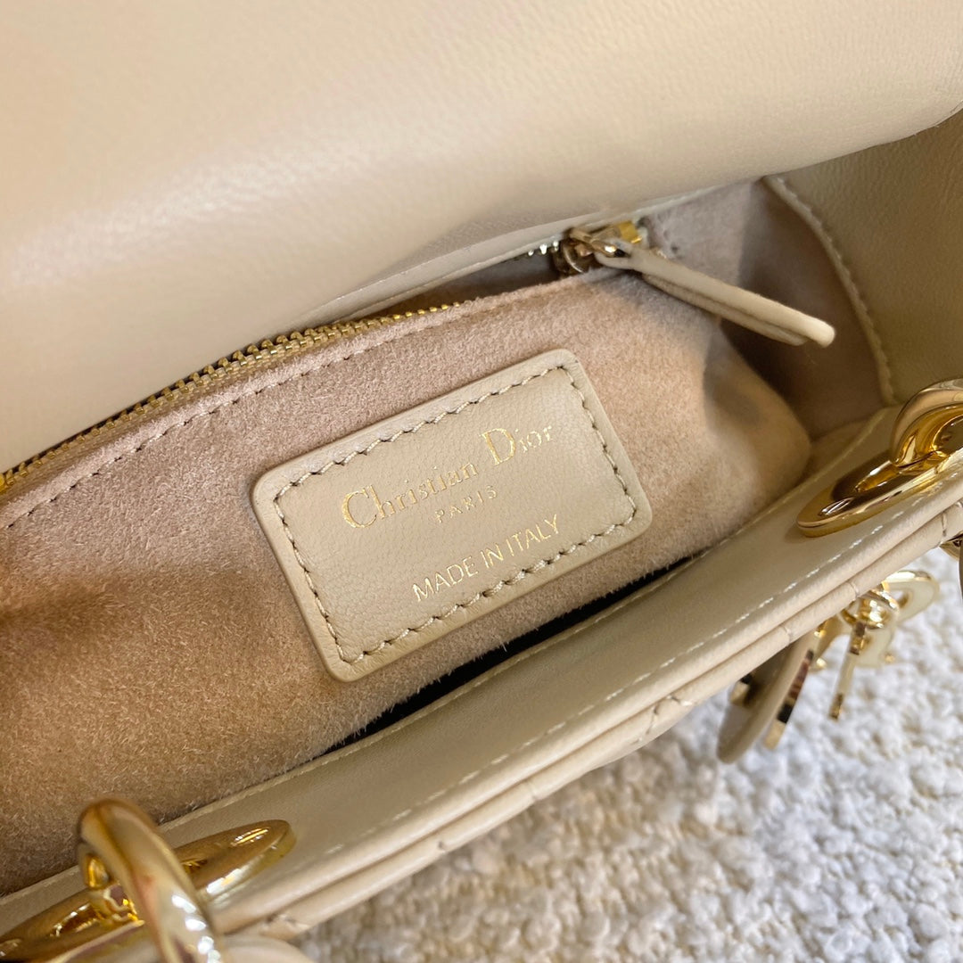 DIOR mini lady 17 mellow yellow lambskin