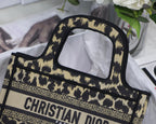 DIOR mini book tote 23cm leopard embroidery canvas