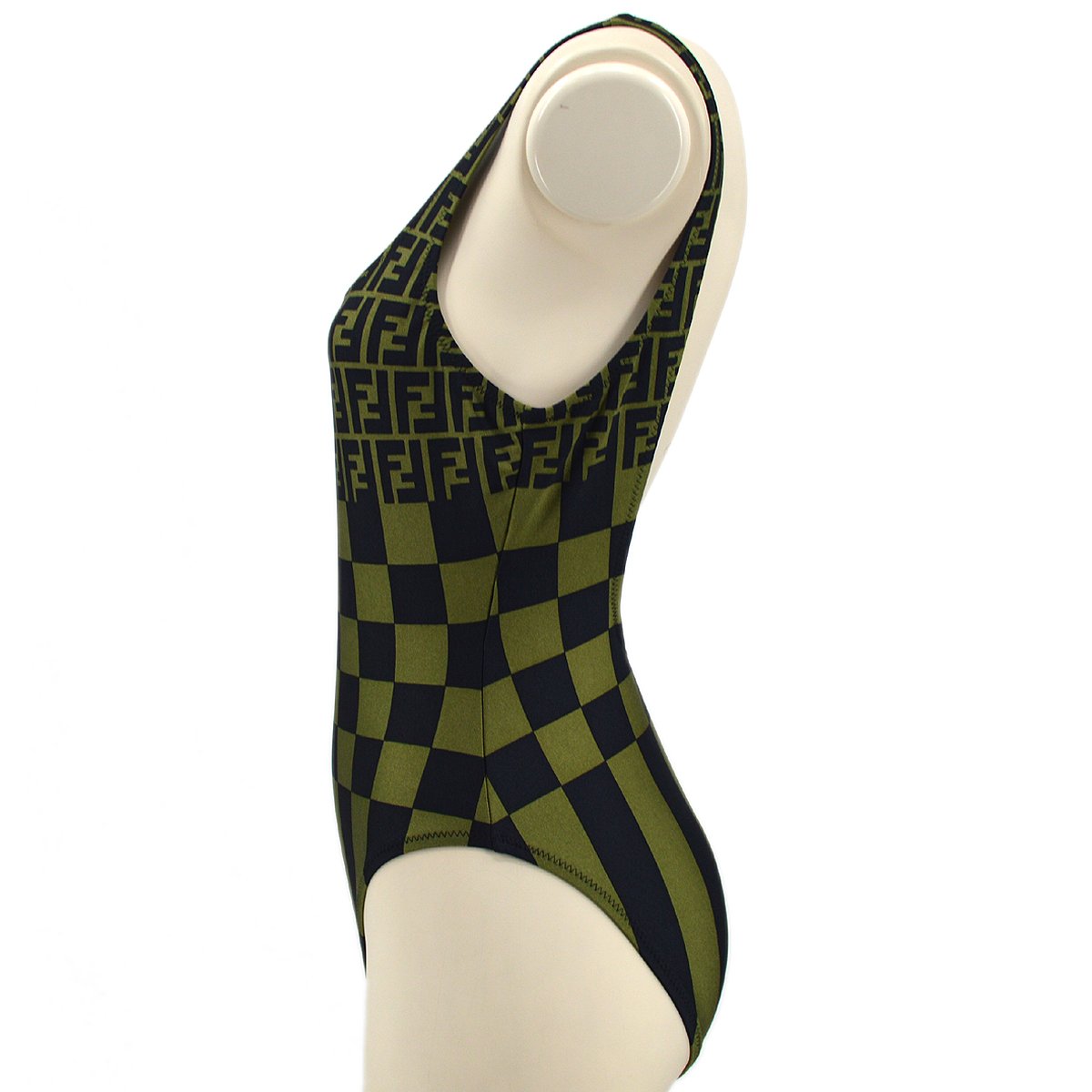 FENDI Zucca Pattern Swimwear Swimsuit Black Khaki #42