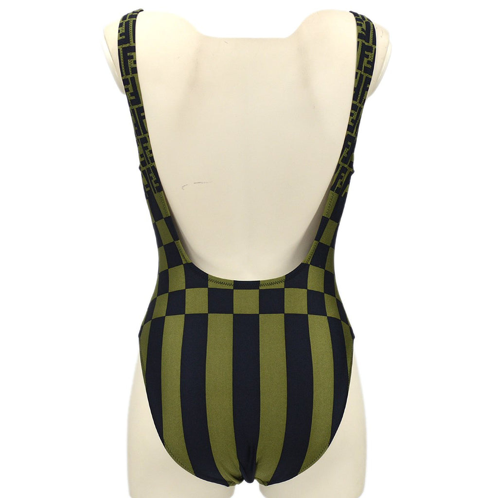 FENDI Zucca Pattern Swimwear Swimsuit Black Khaki #42