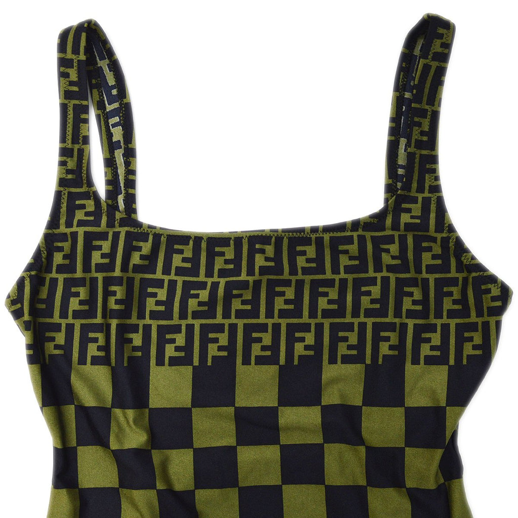 FENDI Zucca Pattern Swimwear Swimsuit Black Khaki #42