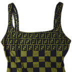 FENDI Zucca Pattern Swimwear Swimsuit Black Khaki #42