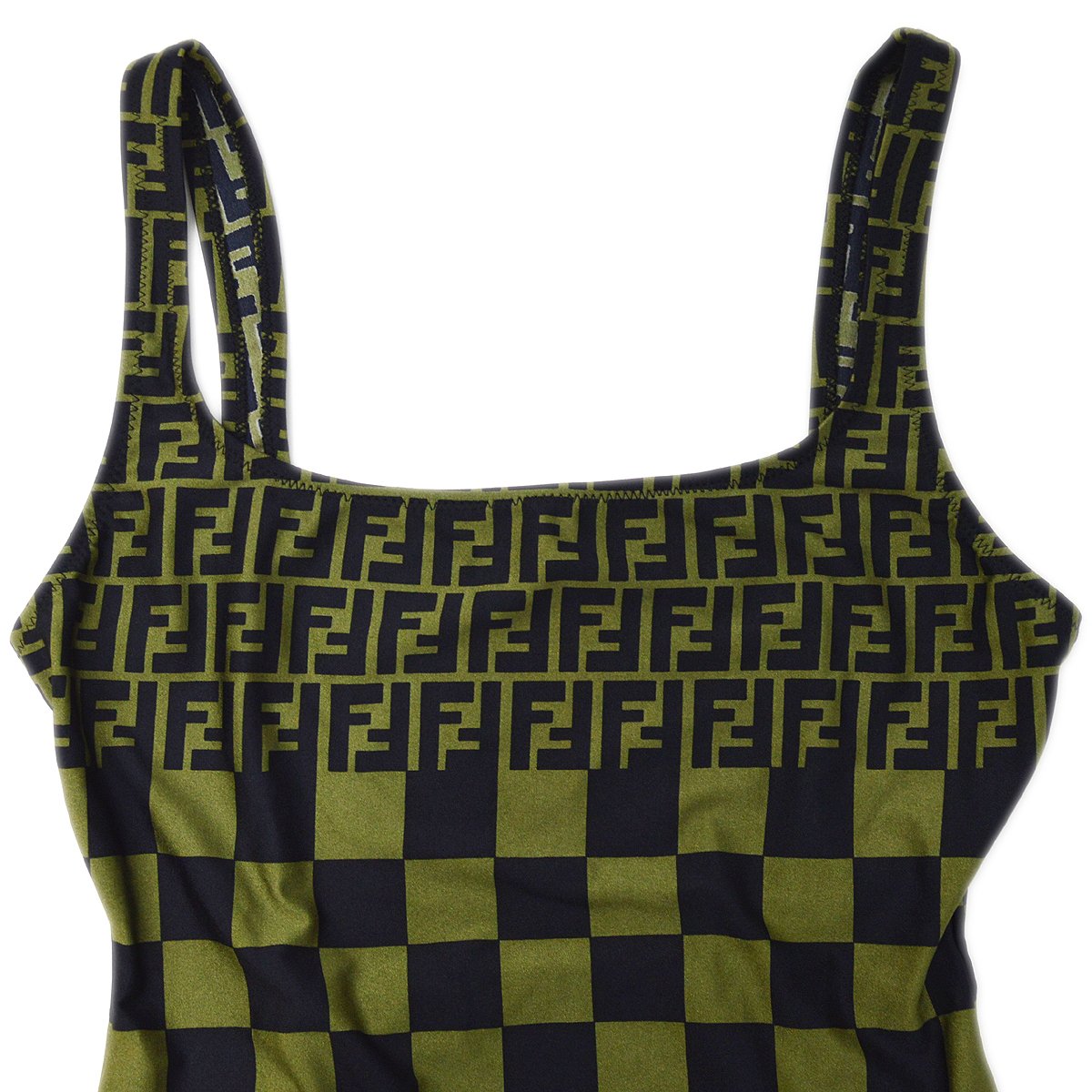 FENDI Zucca Pattern Swimwear Swimsuit Black Khaki #42