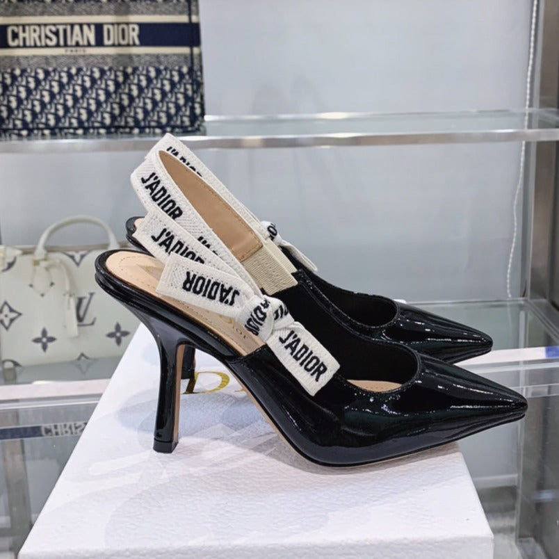 DIOR slingback pumps 95 black patent calfskin
