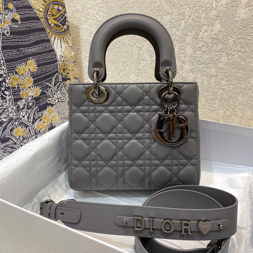 DIOR small lady 20 gray lambskin shw