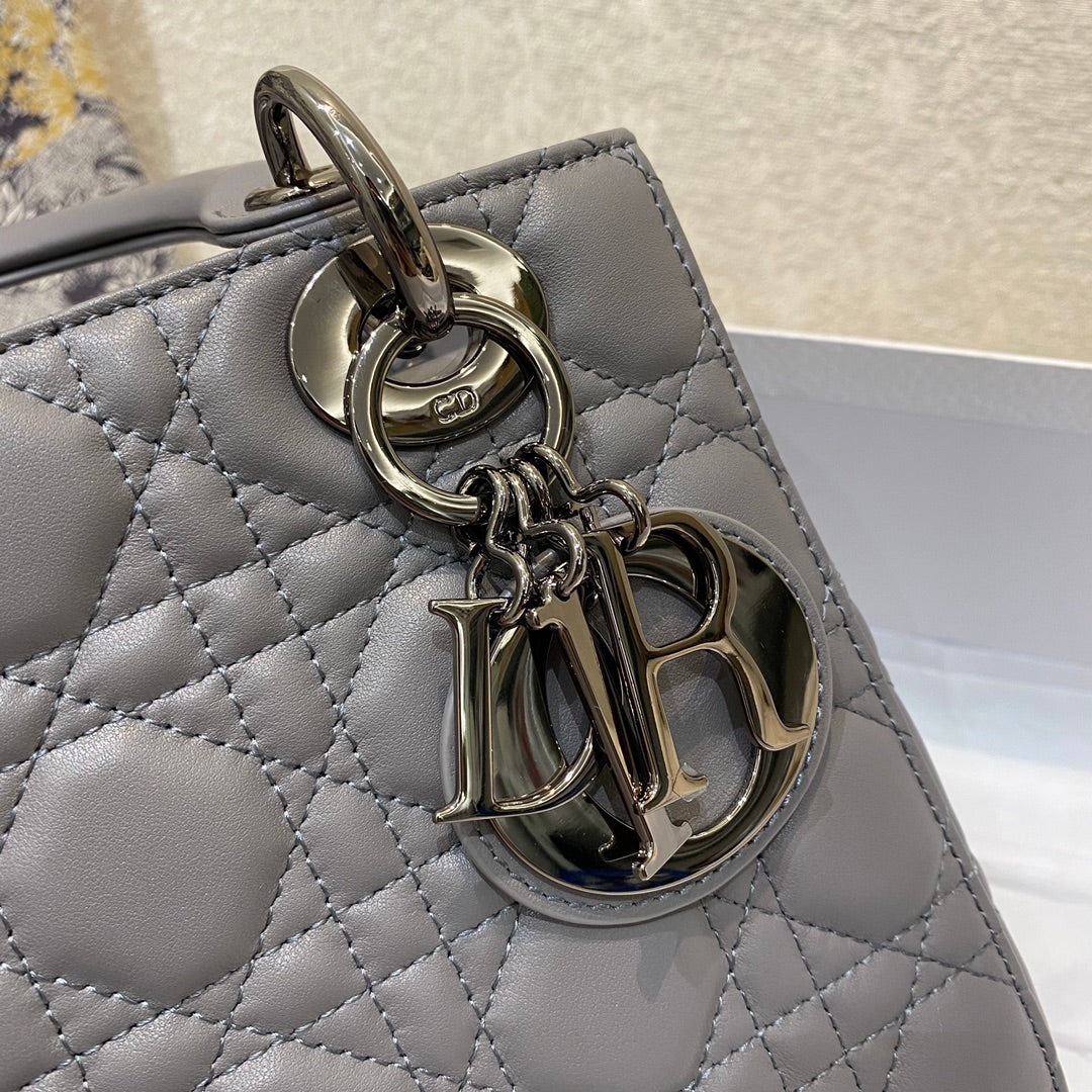 DIOR small lady 20 gray lambskin shw