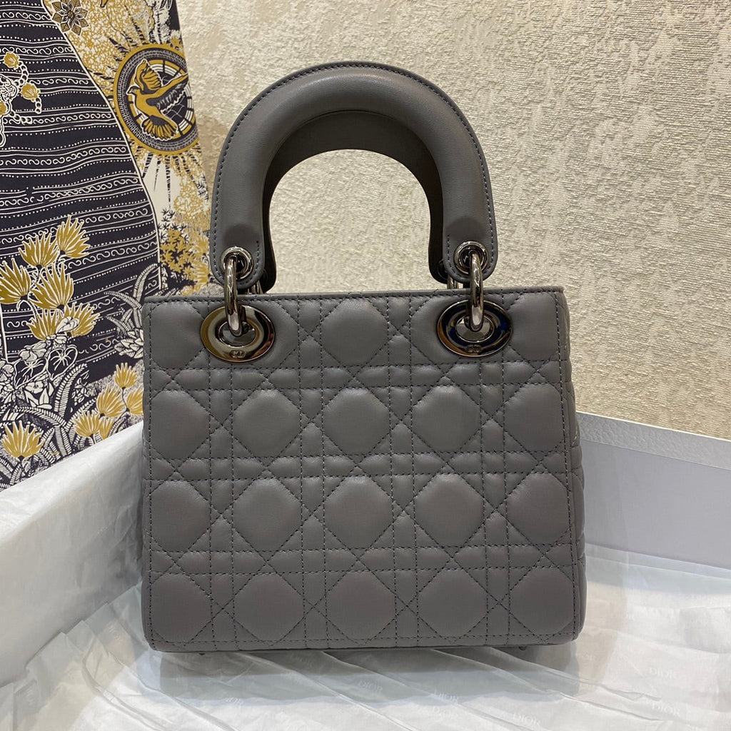 DIOR small lady 20 gray lambskin shw