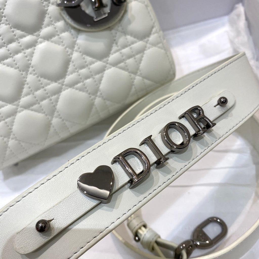 DIOR small lady 20 white lambskin shw
