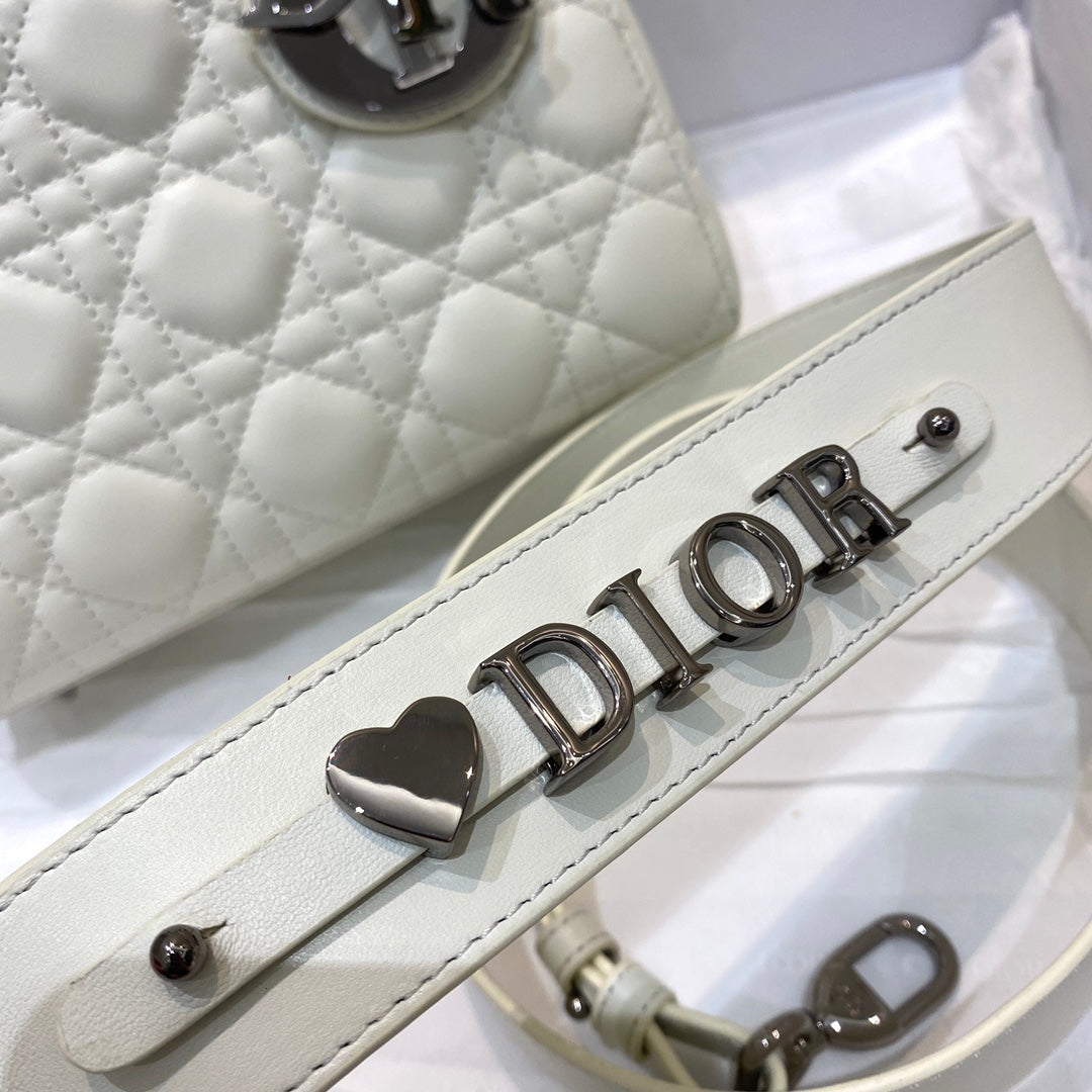 DIOR small lady 20 white lambskin shw