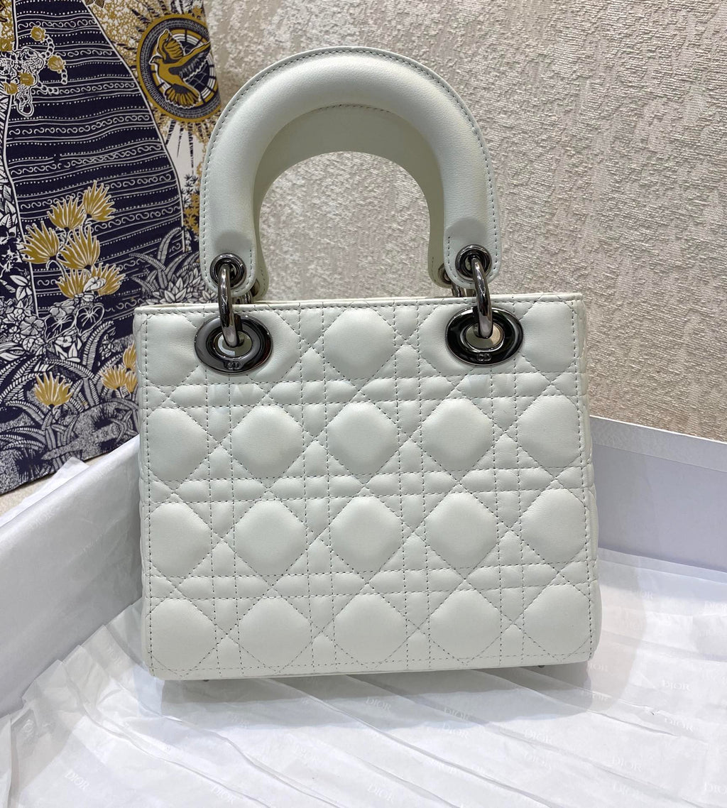 DIOR small lady 20 white lambskin shw