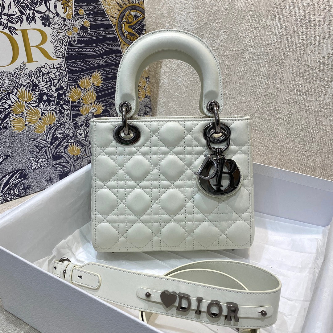 DIOR small lady 20 white lambskin shw