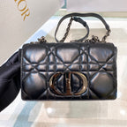 DIOR SMALL CARO BAG 20 BLACK MACROCANNAGE CALFSKIN BLACK HARDWARE