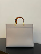 FENDI SHINE LARGE 35 TOTE IN BEIGE CREAM CALFSKIN