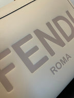 FENDI SHINE LARGE 35 TOTE IN BEIGE CREAM CALFSKIN