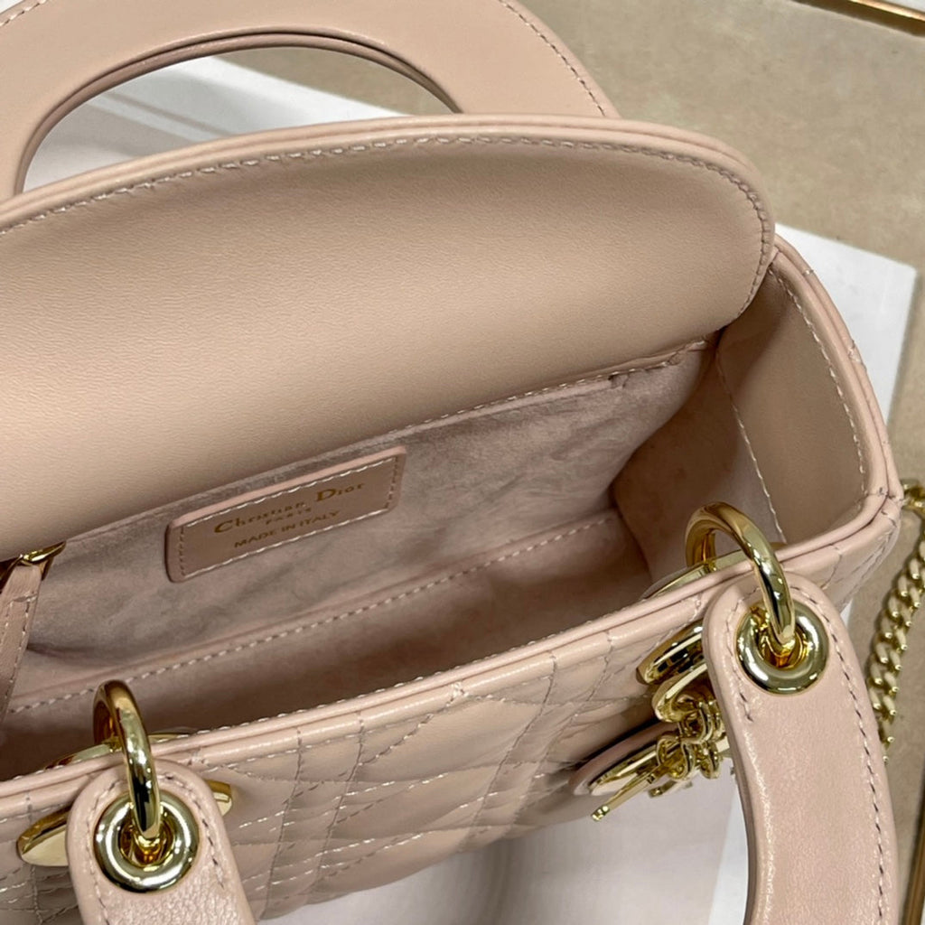 DIOR mini lady 17 power beige lambskin