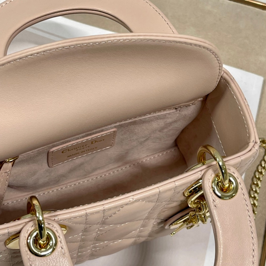 DIOR mini lady 17 power beige lambskin