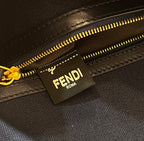 FENDI BAGUETTE WITH FF MOTIF 27 IN NAVY BLUE JACQUARD FABRIC GOLD HARDWARE