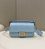 FENDI Baguette 27cm Cloud Blue Lambskin Gold Hardware