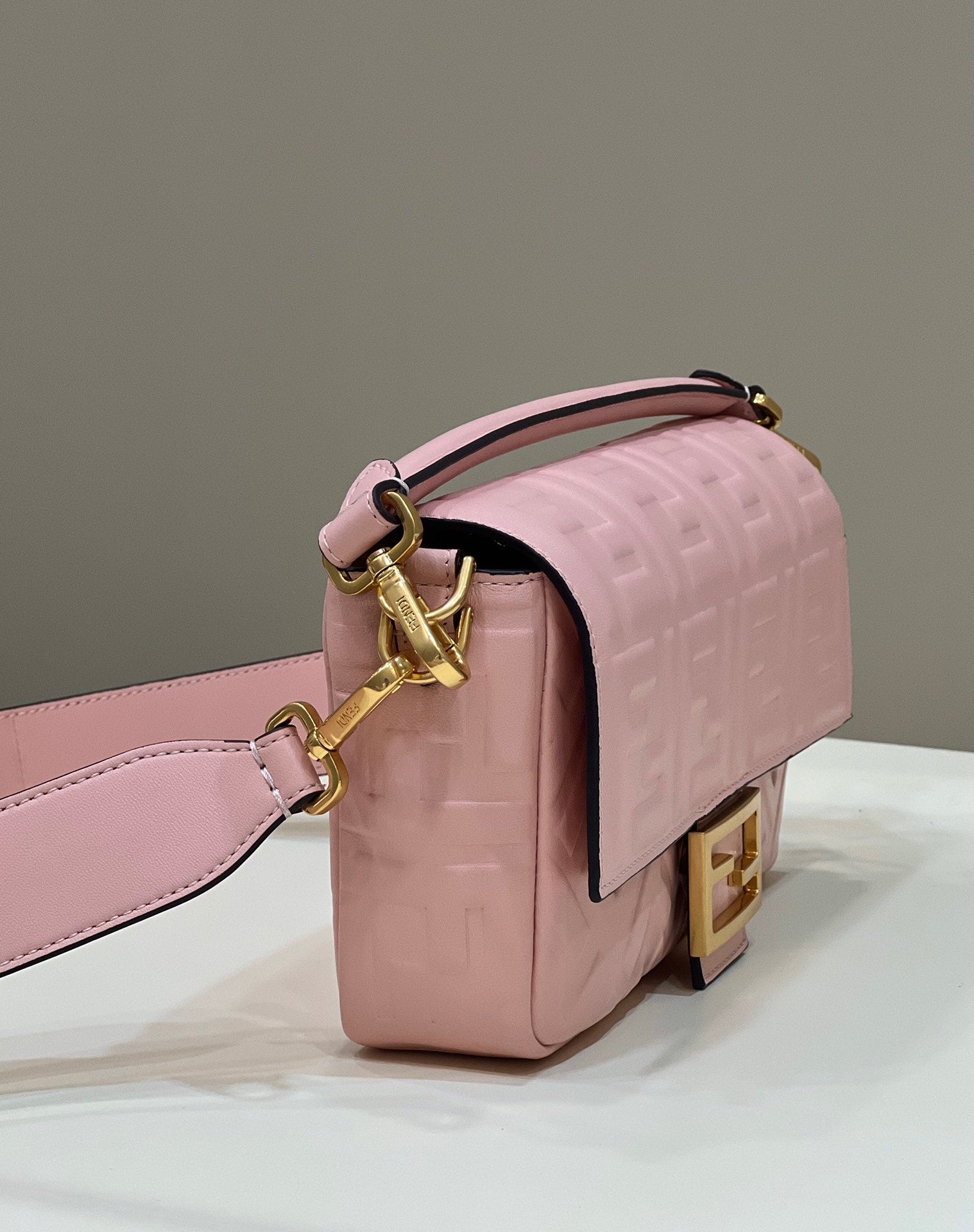 FENDI Baguette 27cm Pink Lambskin Gold Hardware