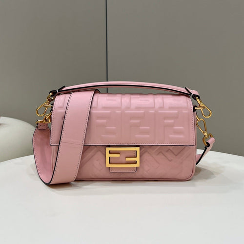 FENDI Baguette 27cm Pink Lambskin Gold Hardware