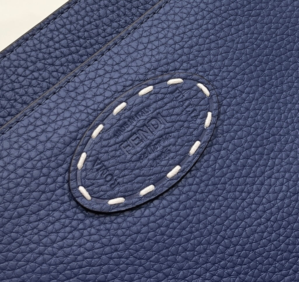 FENDI PEEKABOO ISEEU 33 IN NAVY BLUE GRAINED CALFSKIN SILVER HARDWARE