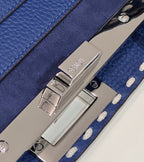 FENDI PEEKABOO ISEEU 33 IN NAVY BLUE GRAINED CALFSKIN SILVER HARDWARE