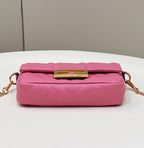 FENDI BAGUETTE MINI 19 DARK PINK NAPPA LEATHER BAG WITH FF MOTIF