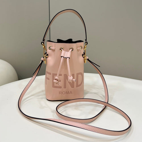 FENDI MON TRESOR MINI 18 BAG IN PEACHY PINK CALFSKIN FF WITH GOLD HARDWARE