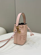 FENDI MON TRESOR MINI 18 BAG IN PEACHY PINK CALFSKIN FF WITH GOLD HARDWARE