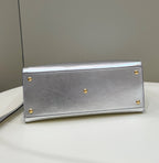 FENDI SHINE LARGE 35 TOTE IN SILVER CALFSKIN