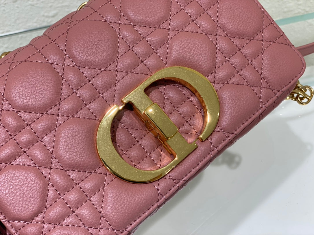 DIOR SMALL CARO BAG 20 PINK CALFSKIN