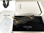 Celine TRIPHOME 20 BLACK PATTERN COWHIDE LEATHER CHAIN STRAP BAG